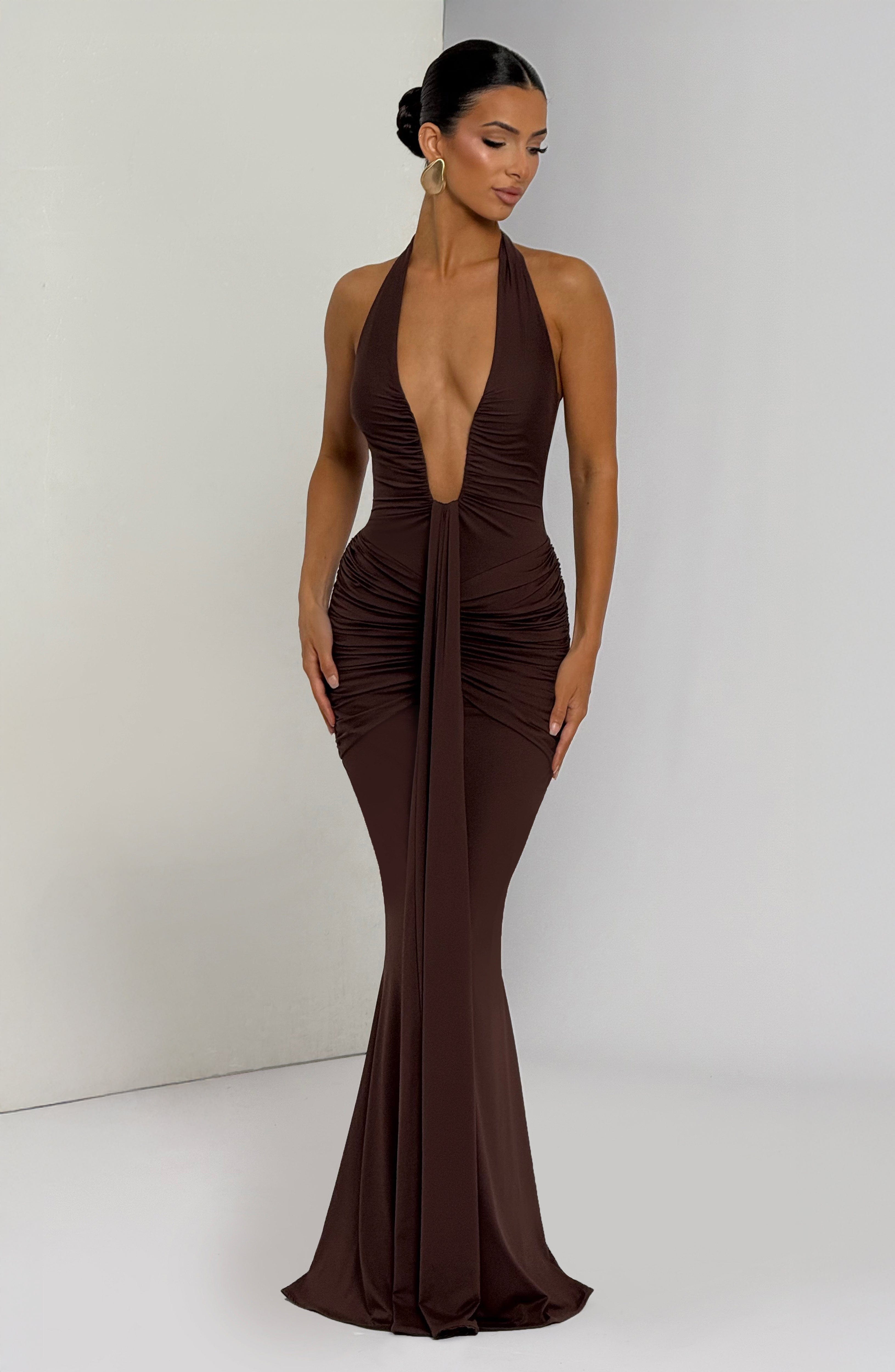 Rose Maxi Dress - Plum Brown