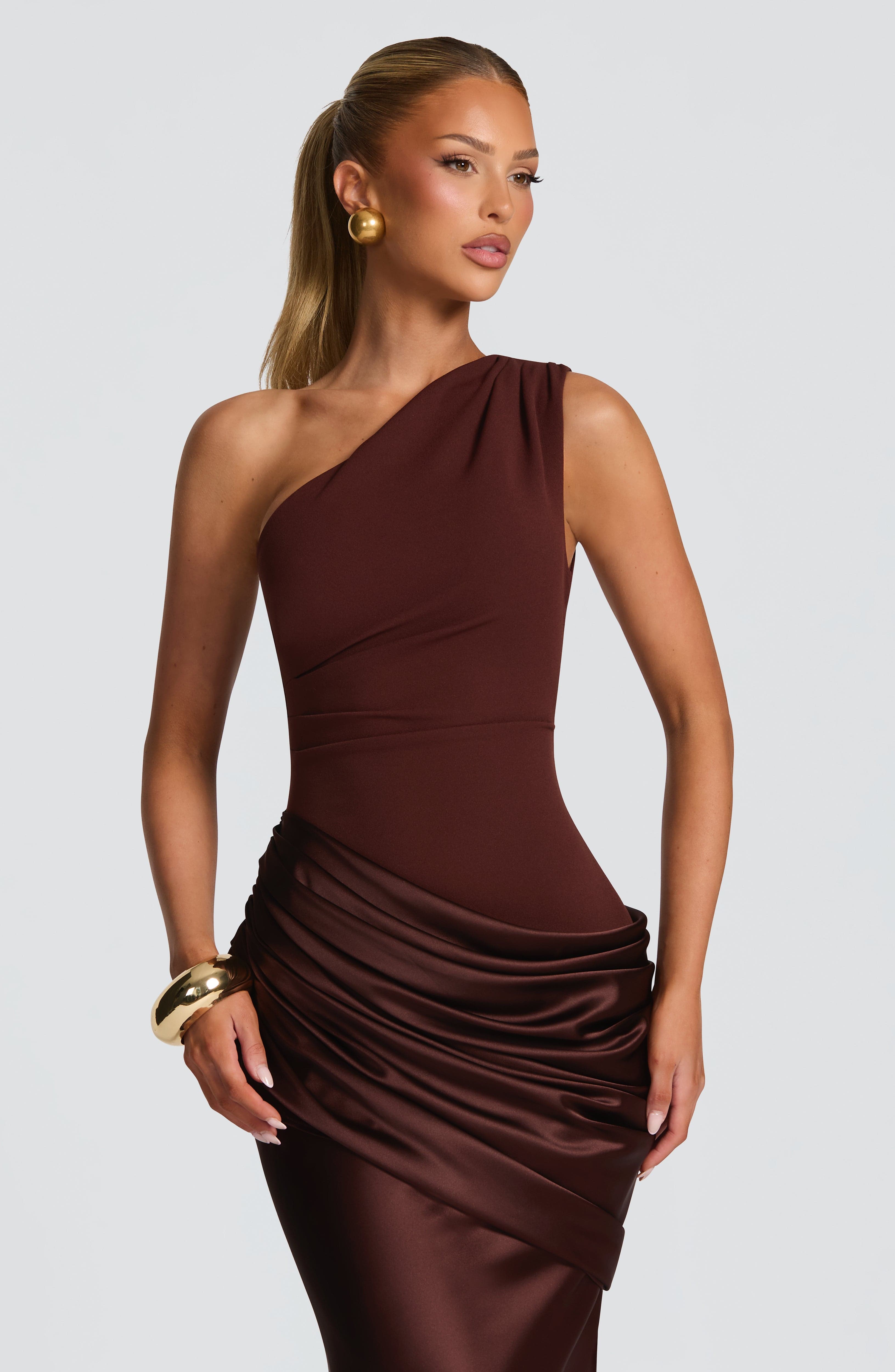 Cassandra Maxi Dress - Plum Brown