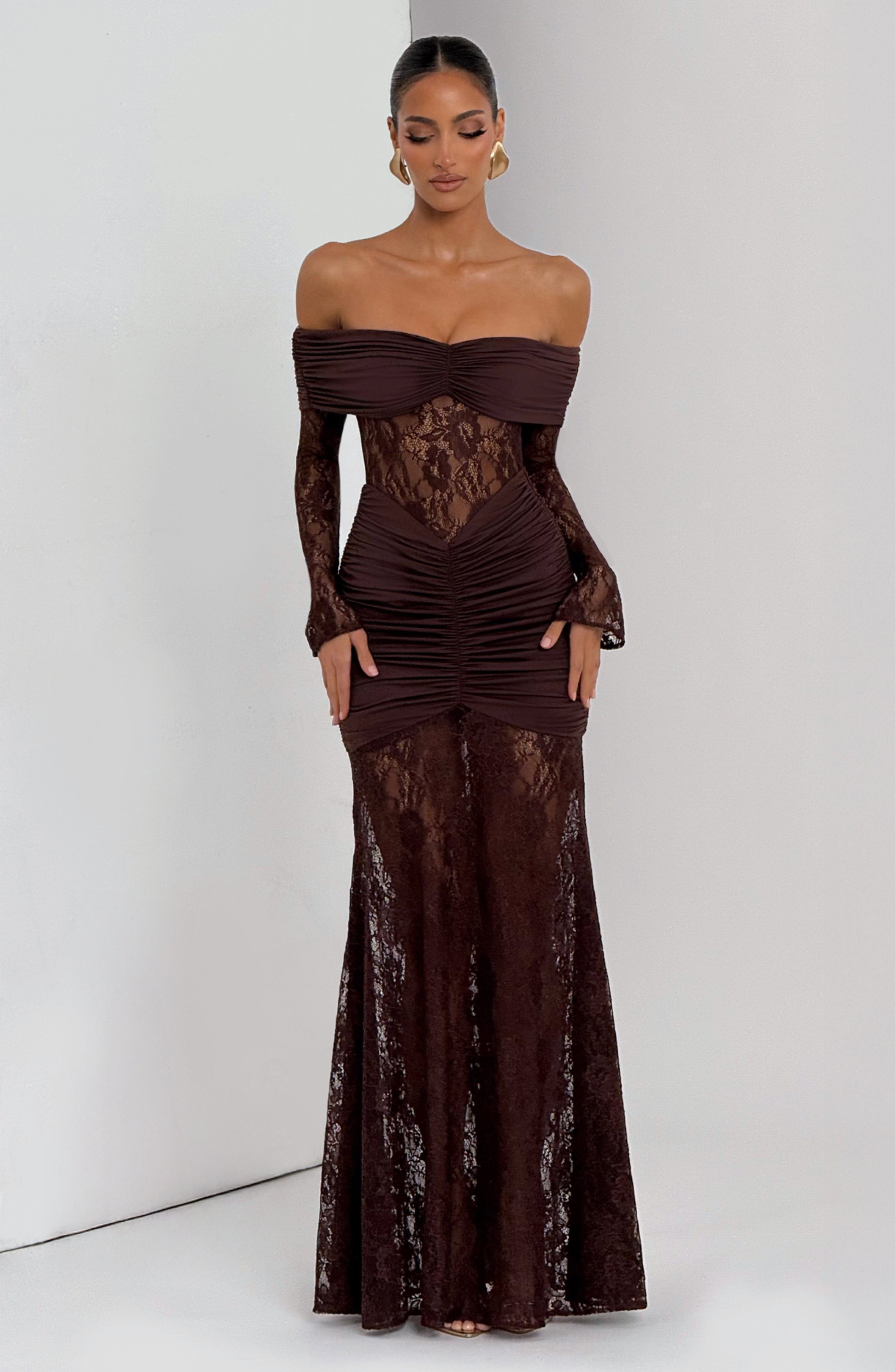 Kristina Maxi Dress - Plum Brown