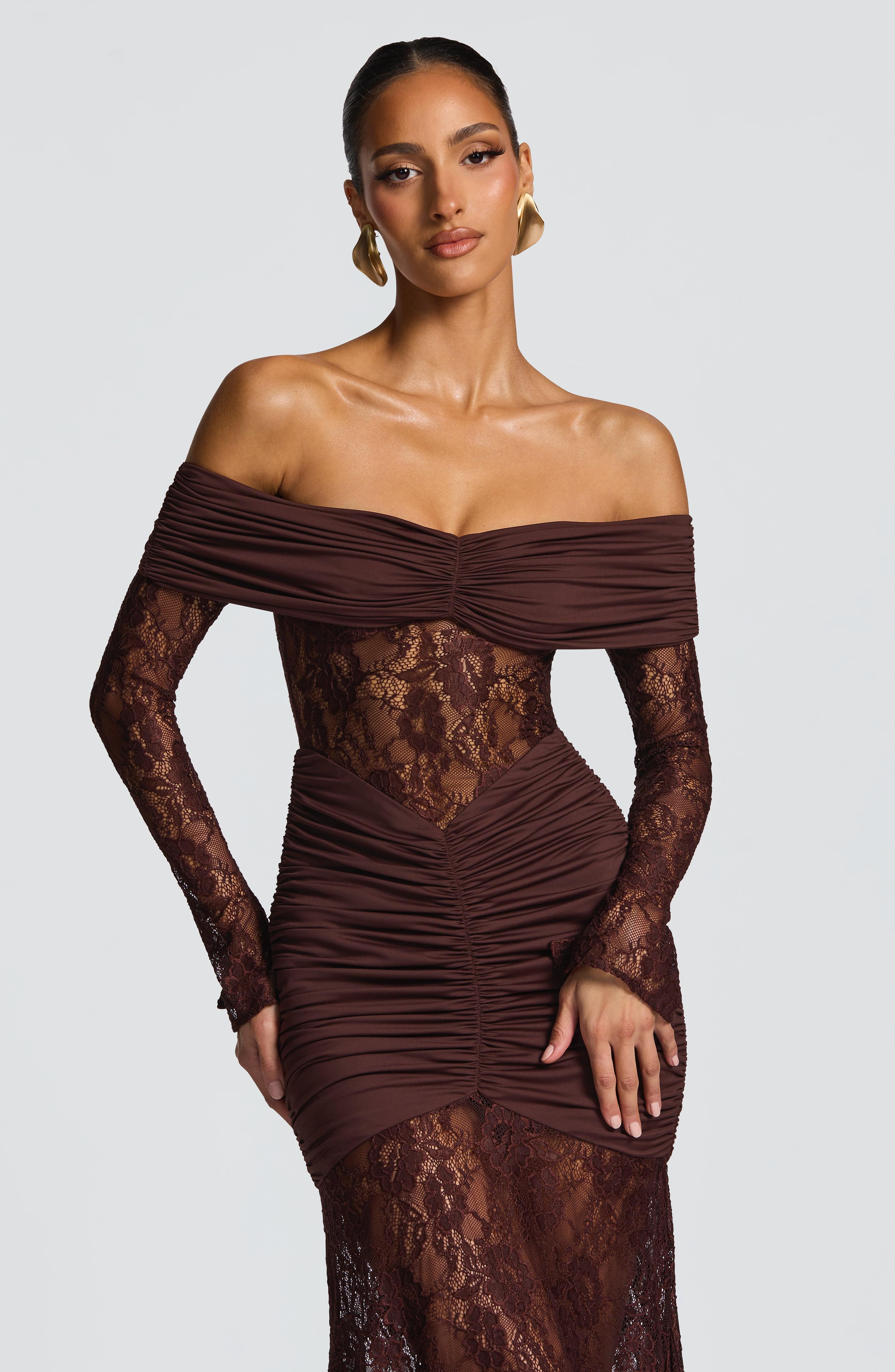 Kristina Maxi Dress - Plum Brown
