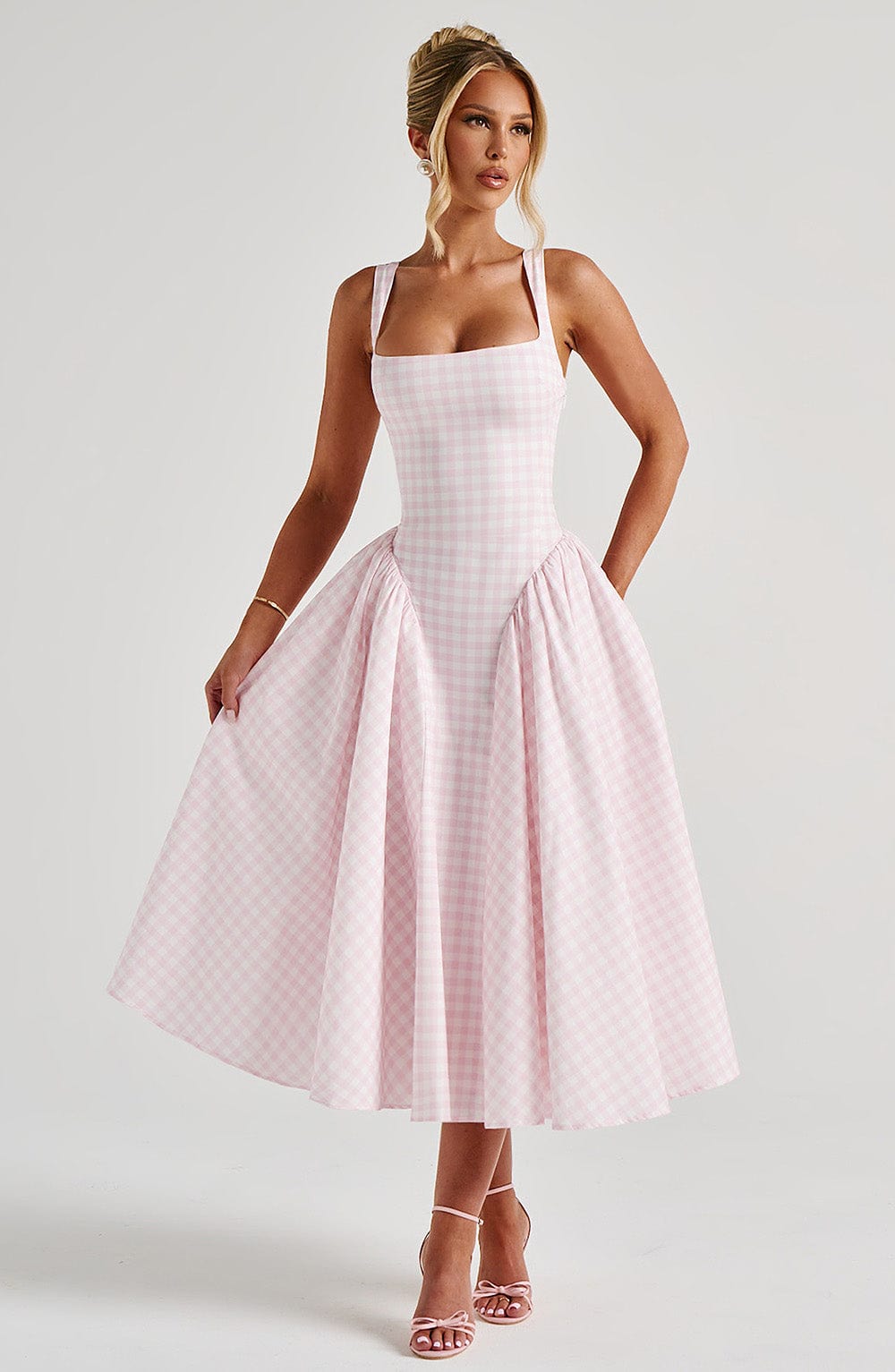 Daisy Midi Dress - Blush Gingham