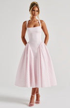 Daisy Midi Dress - Blush Gingham