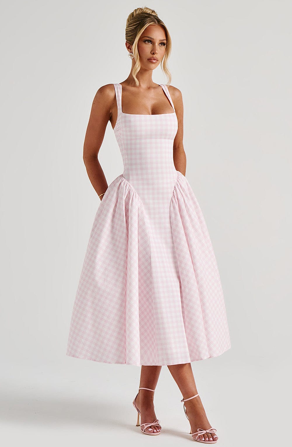 Daisy Midi Dress - Blush Gingham