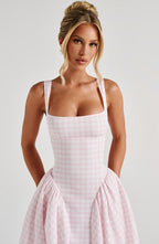 Daisy Midi Dress - Blush Gingham