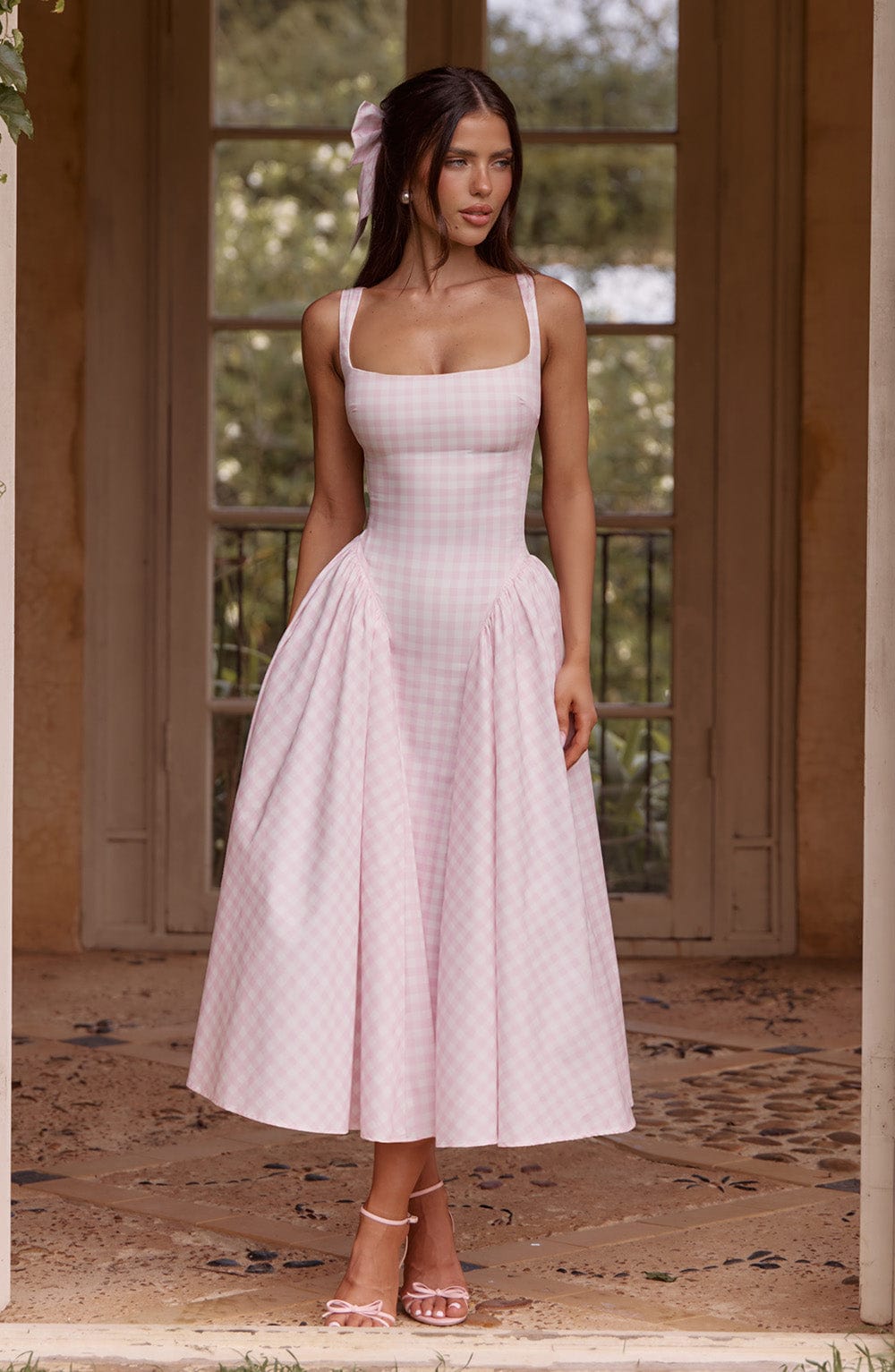 Daisy Midi Dress - Blush Gingham