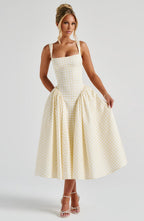 Daisy Midi Dress - Lemon Gingham