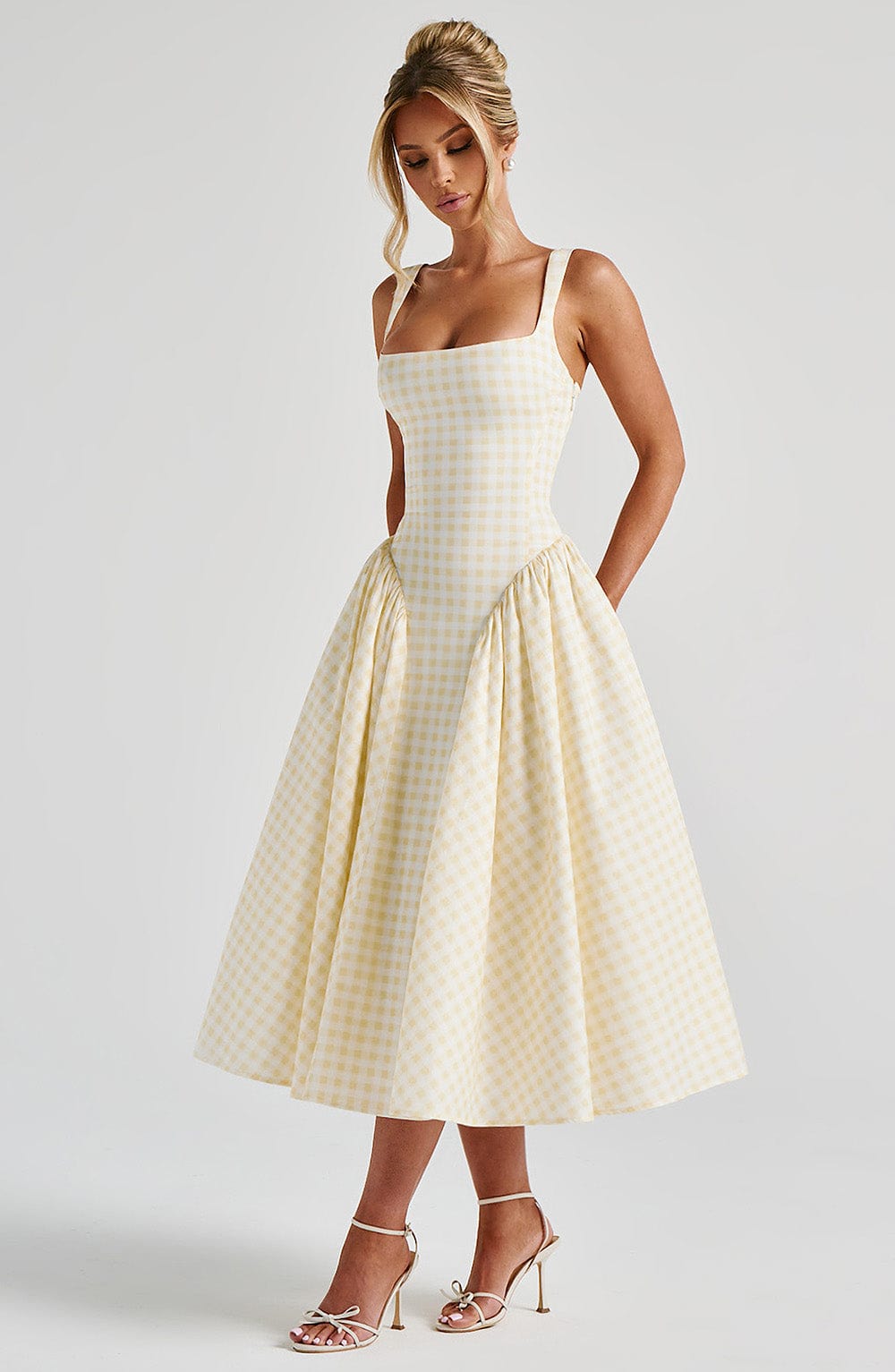 Daisy Midi Dress - Lemon Gingham
