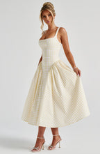 Daisy Midi Dress - Lemon Gingham
