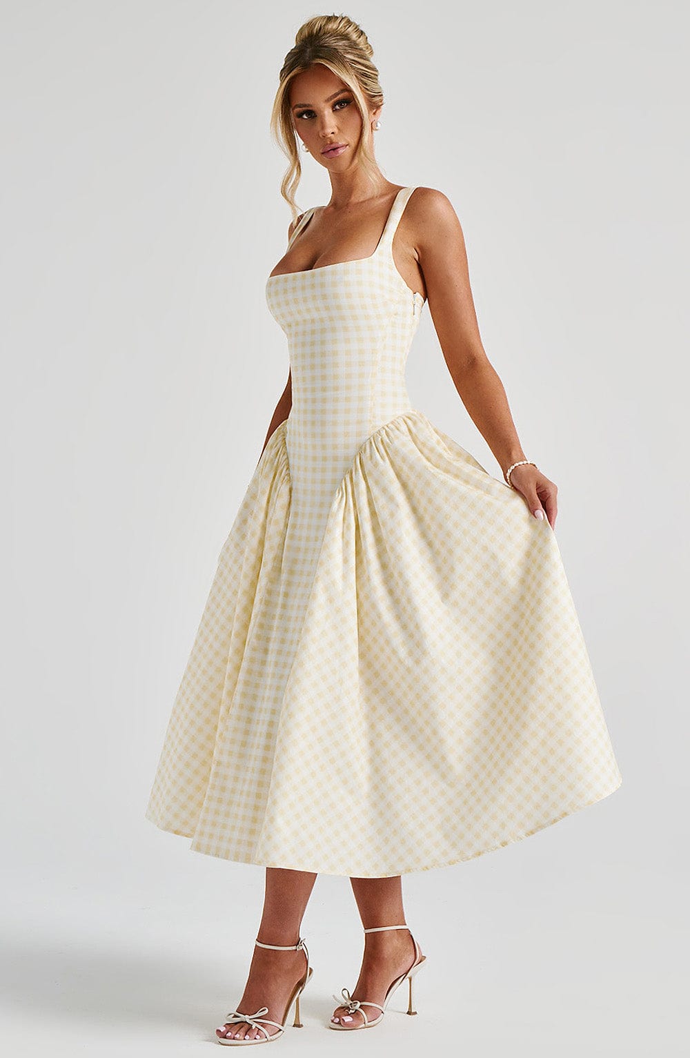 Daisy Midi Dress - Lemon Gingham