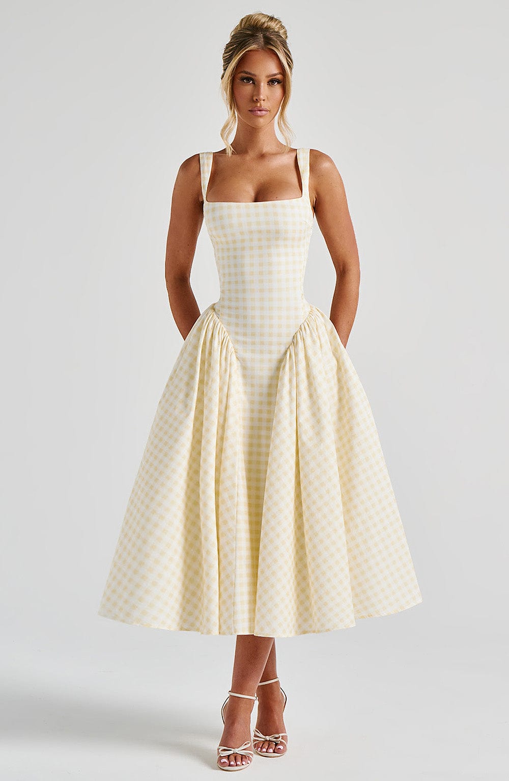 Daisy Midi Dress - Lemon Gingham