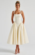 Daisy Midi Dress - Lemon Gingham