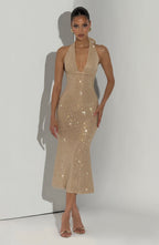 Freya Midi Dress - Gold