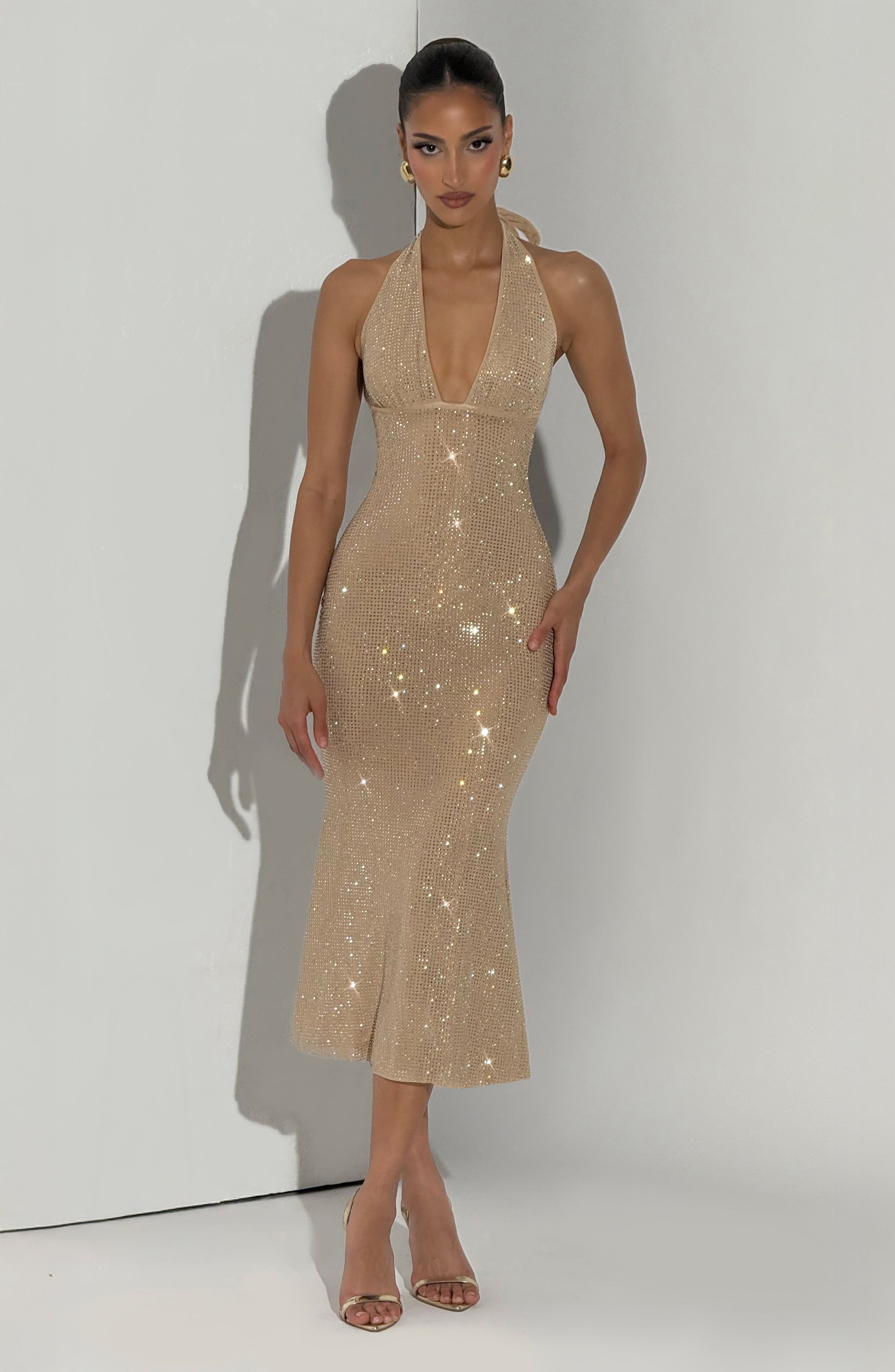 Freya Midi Dress - Gold