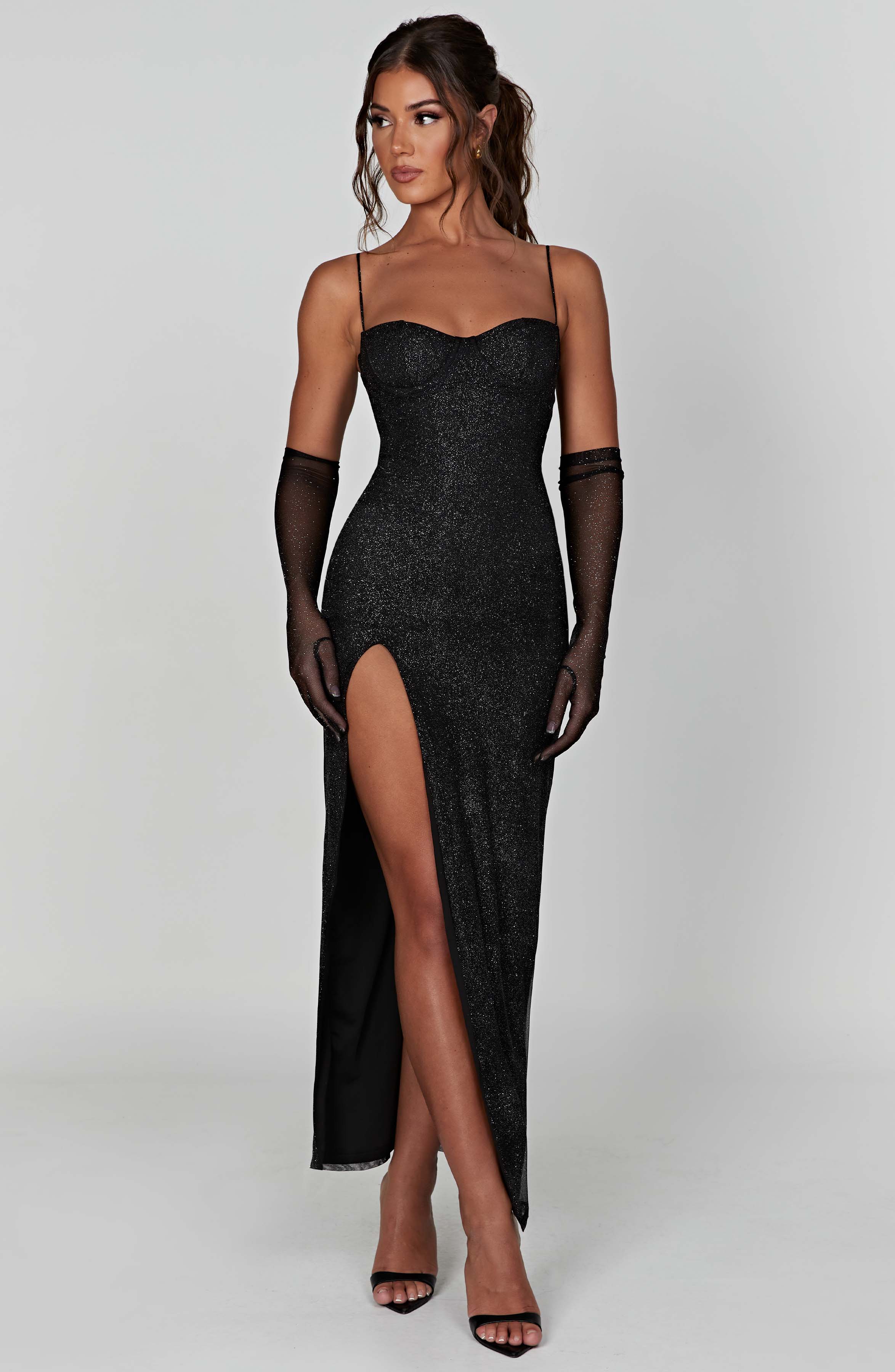 Tina Maxi Dress - Black Sparkle