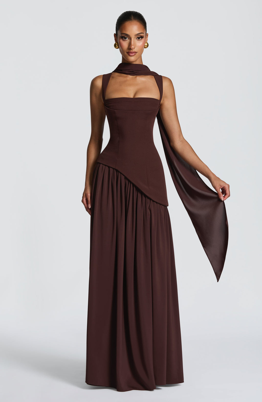 Lisa Maxi Dress - Plum Brown