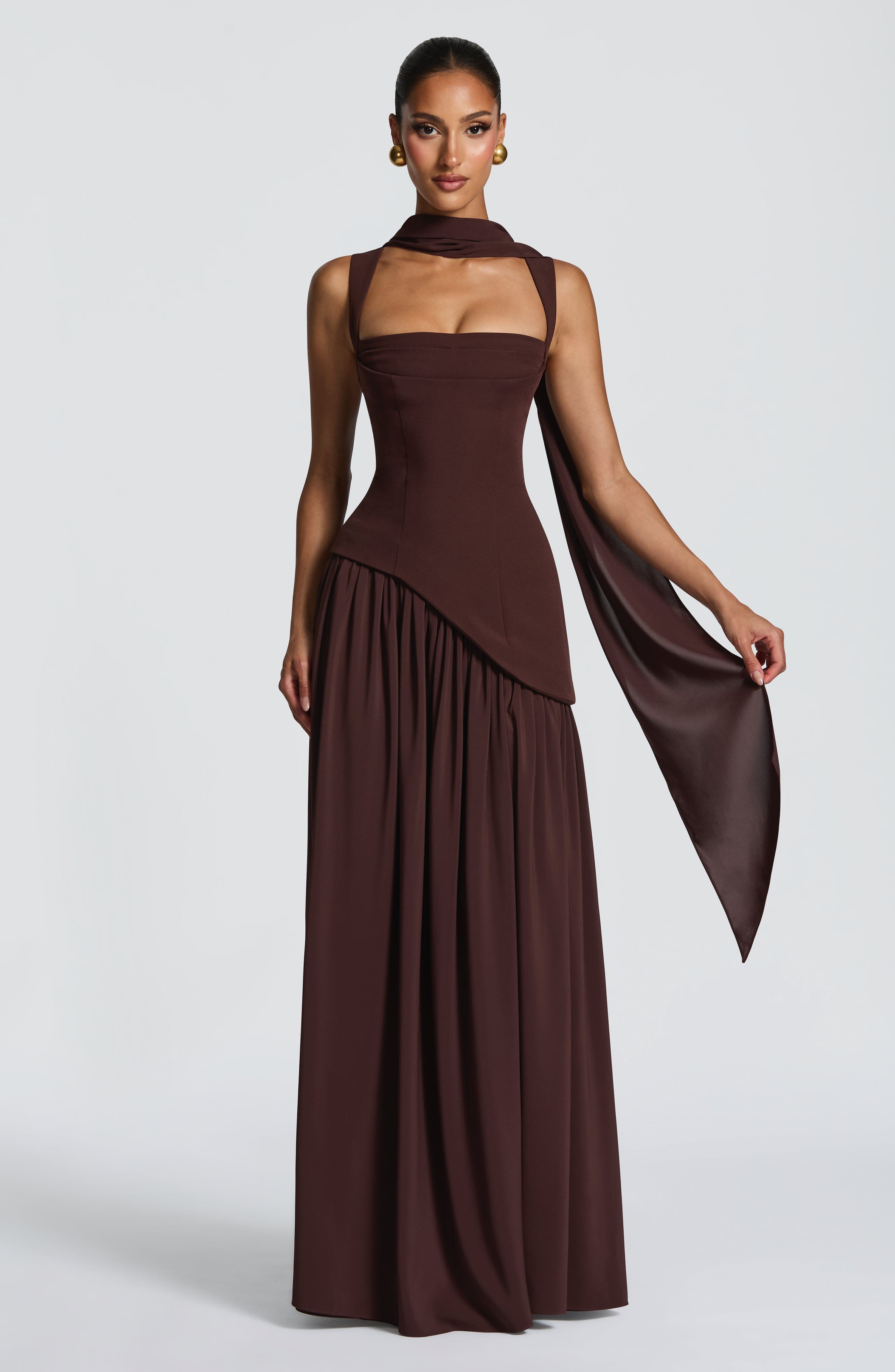 Lisa Maxi Dress - Plum Brown