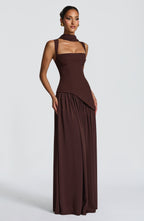 Lisa Maxi Dress - Plum Brown