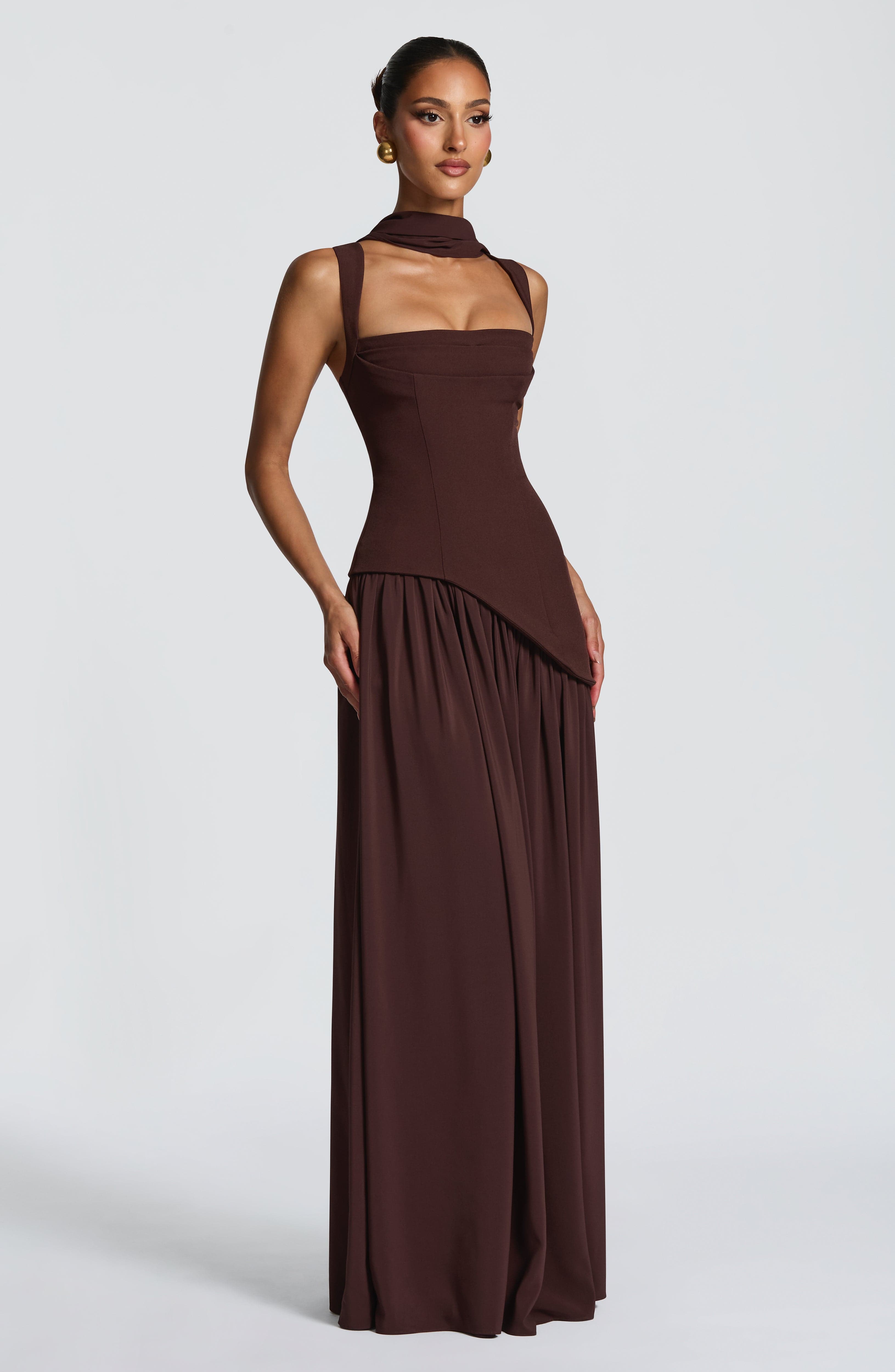 Lisa Maxi Dress - Plum Brown