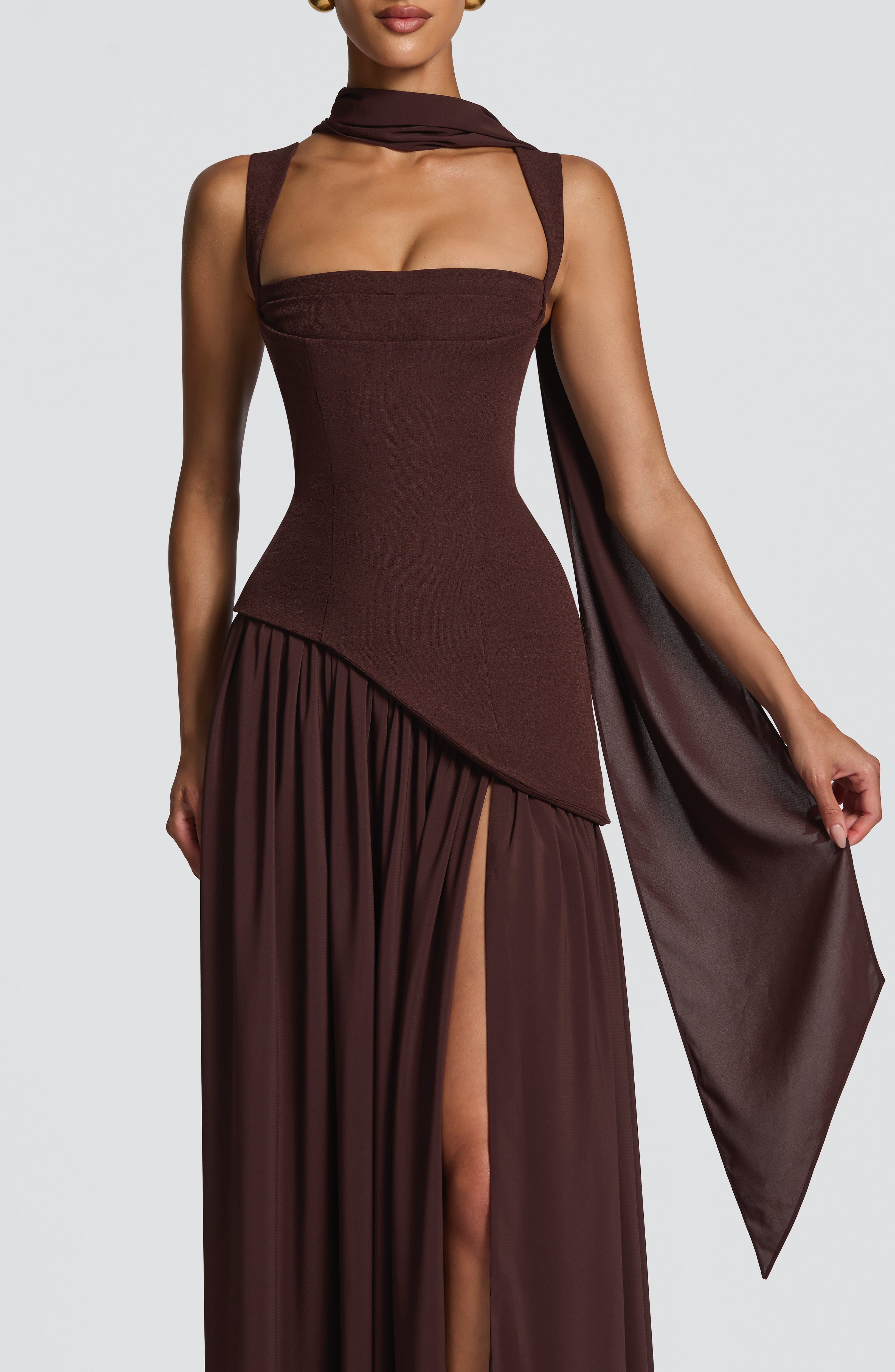 Lisa Maxi Dress - Plum Brown