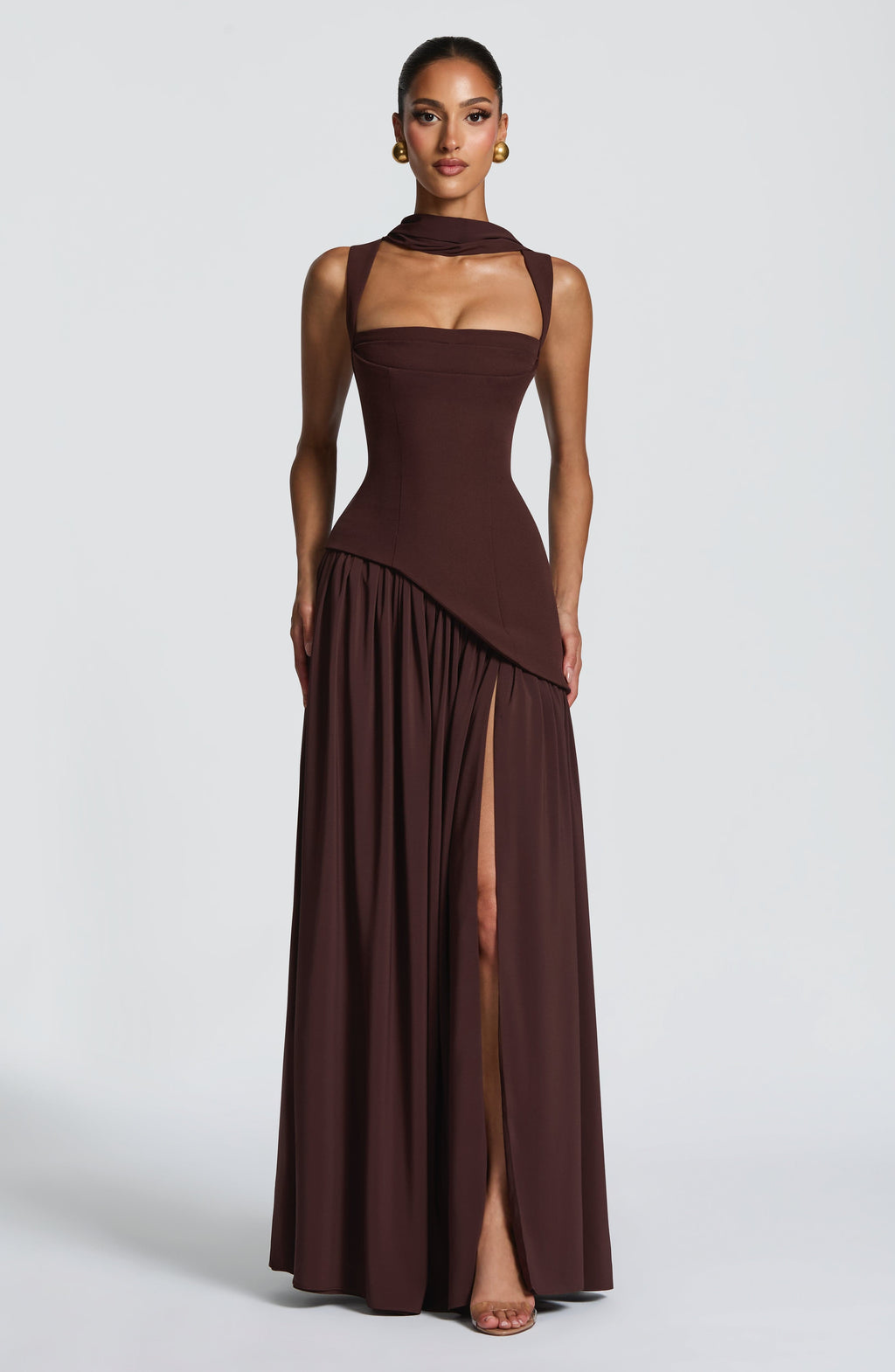 Lisa Maxi Dress - Plum Brown