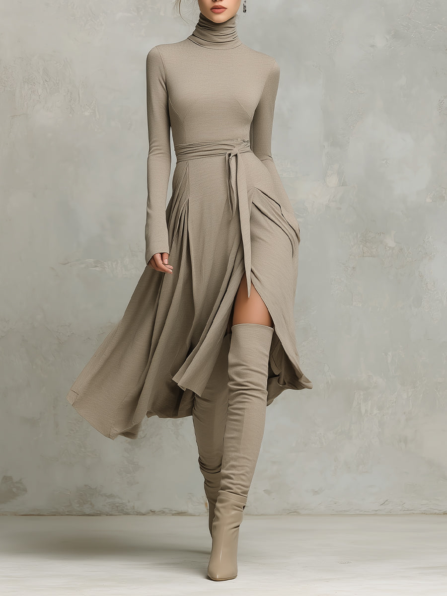 Knit Fitted Long Sleeve Midi Dress