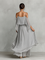 Chiffon Cold-Shoulder Flared Set