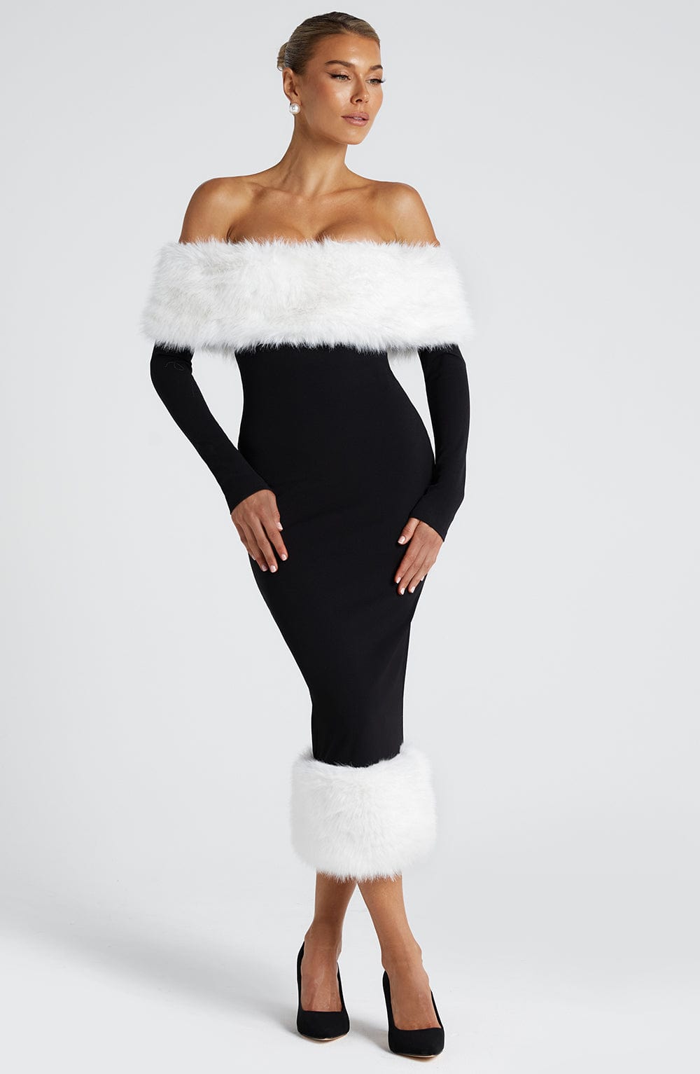 Harriet Midi Dress - Black/White