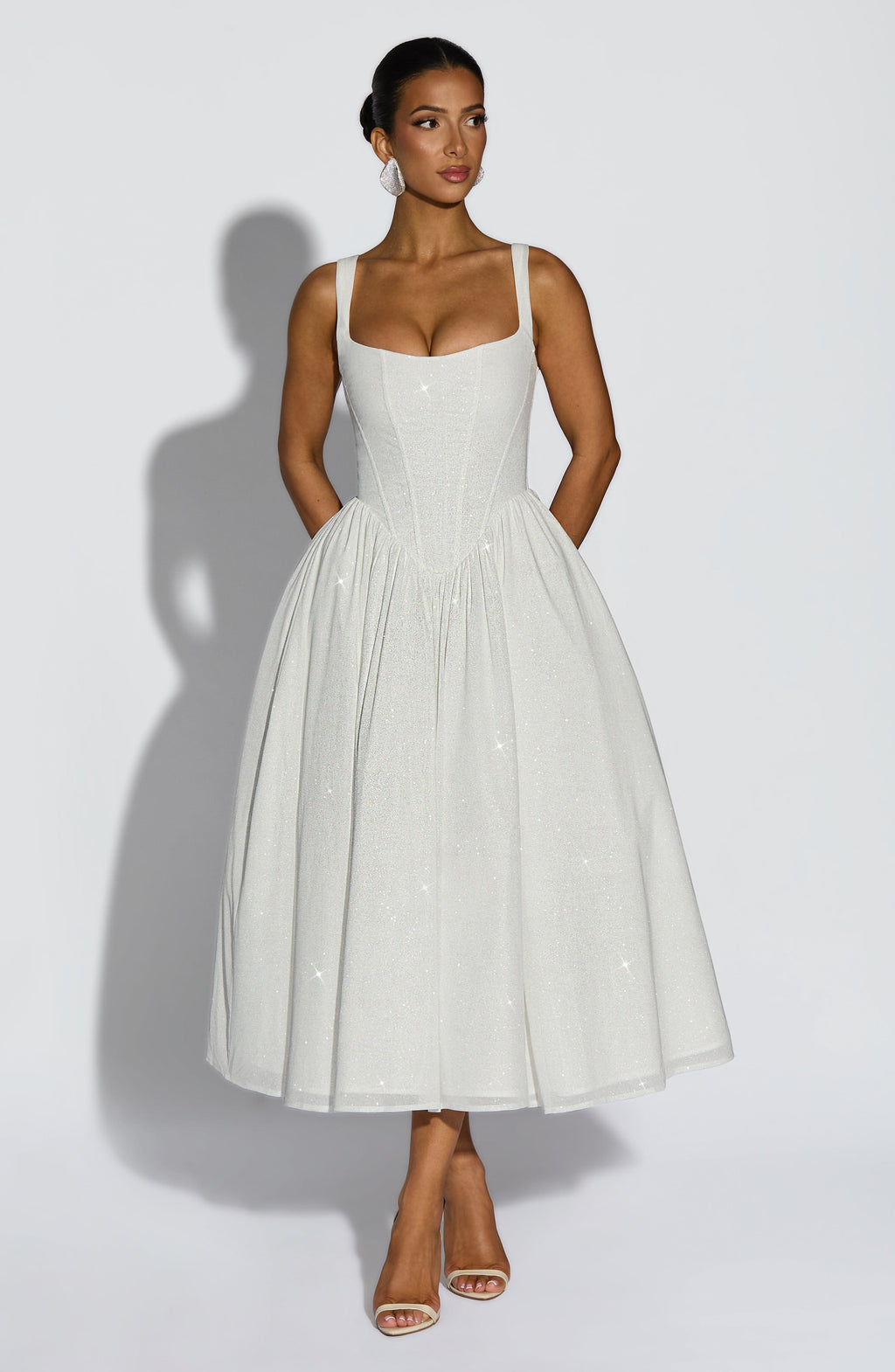 Natalie Midi Dress - Ivory Sparkle