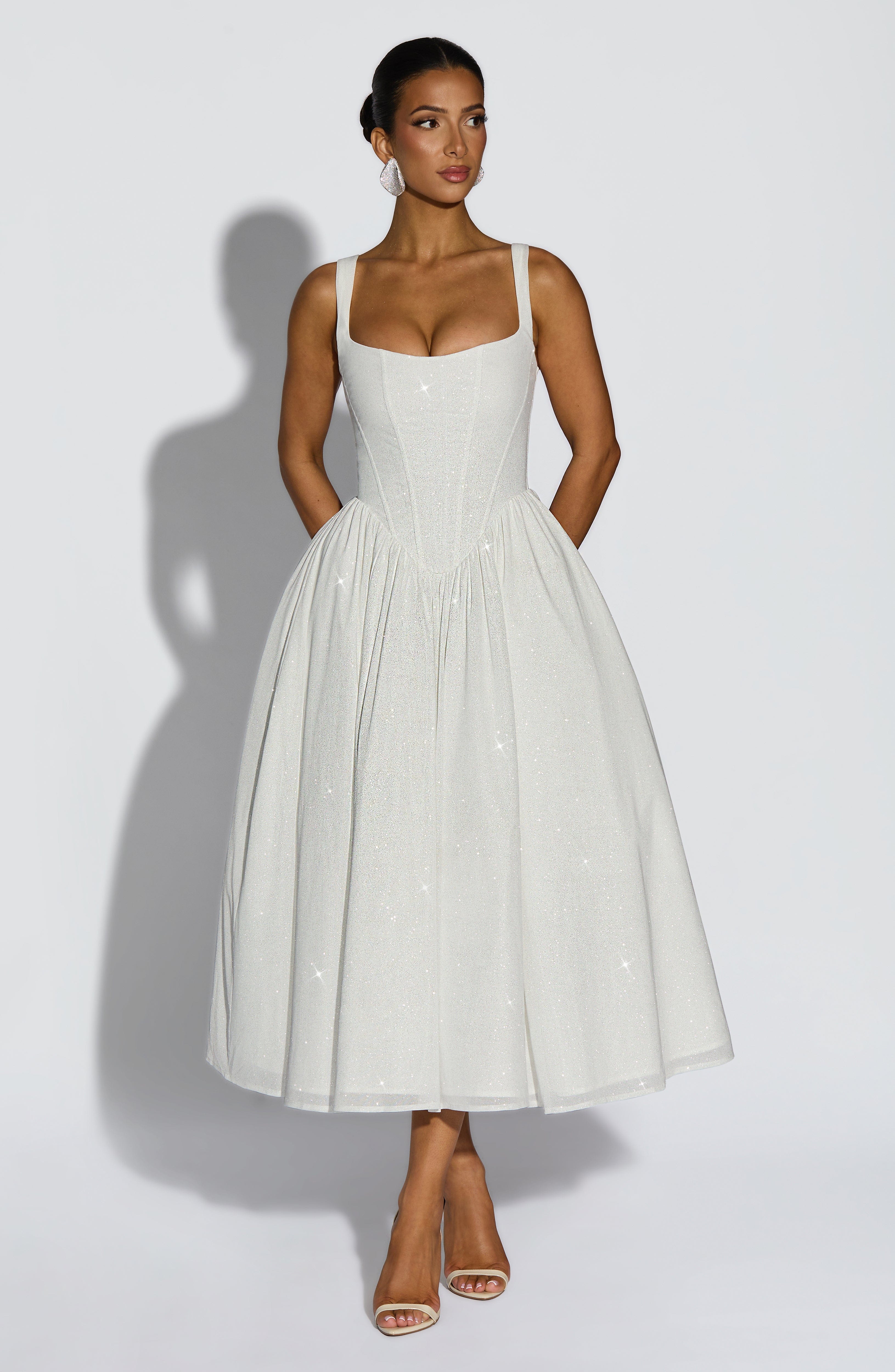 Natalie Midi Dress - Ivory Sparkle