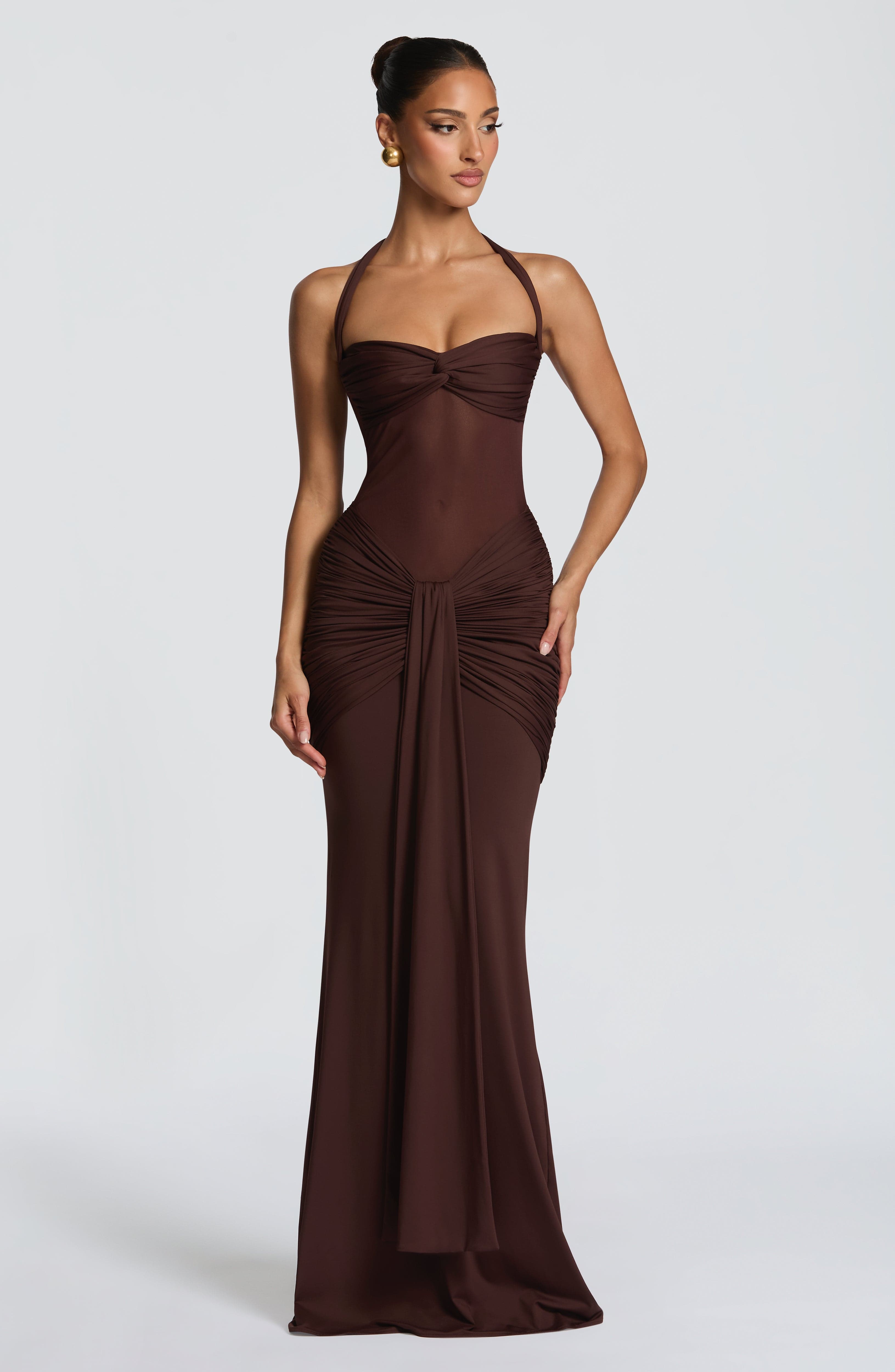 Aurora Maxi Dress - Plum Brown