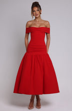 June Midaxi Dress - Red