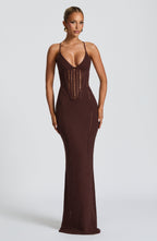 Laila Maxi Dress - Plum Brown