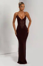 Laila Maxi Dress - Plum Brown