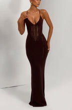 Laila Maxi Dress - Plum Brown