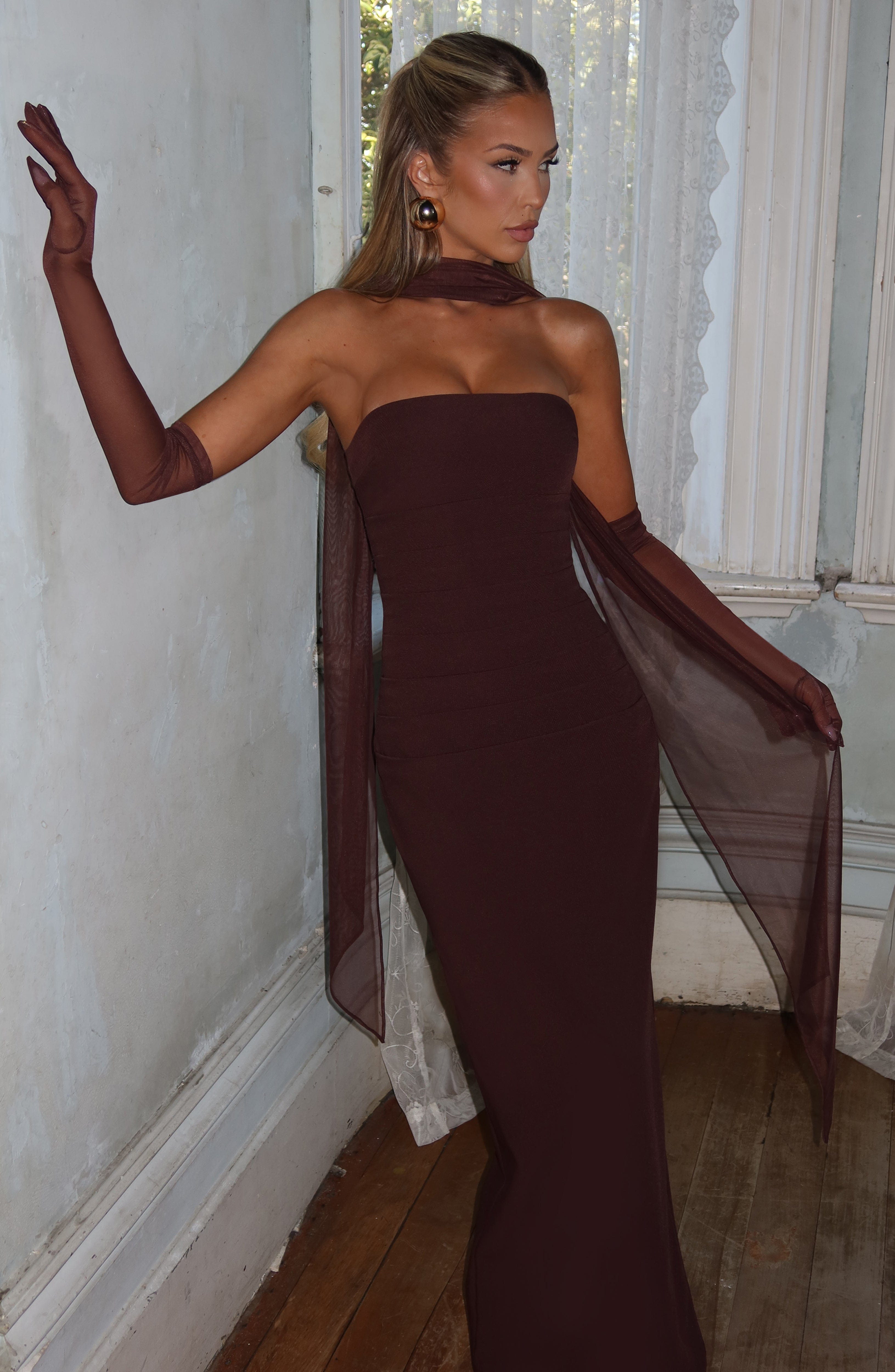 Lucia Maxi Dress - Plum Brown